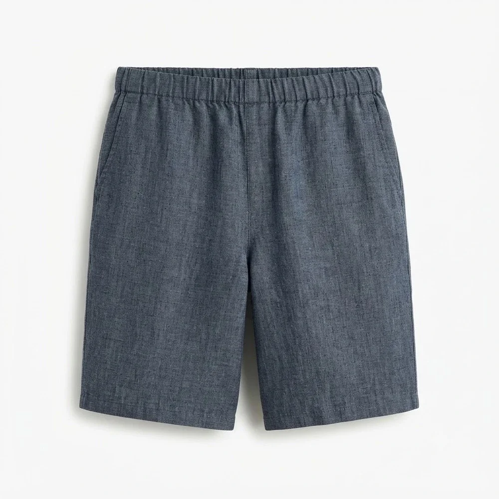 Flax Womens Blue 100% Linen Elastic Waist Relaxed Shorts Size Medium - IW